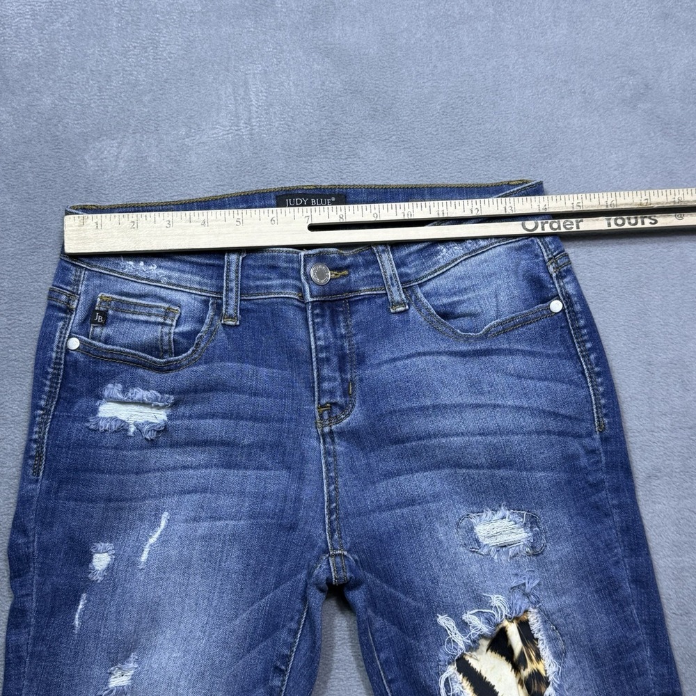 Judy Blue Jeans Womens 5/27 (27x29) Skinny Ankle Cheetah Patches Distressed USA - Picture 7 of 9